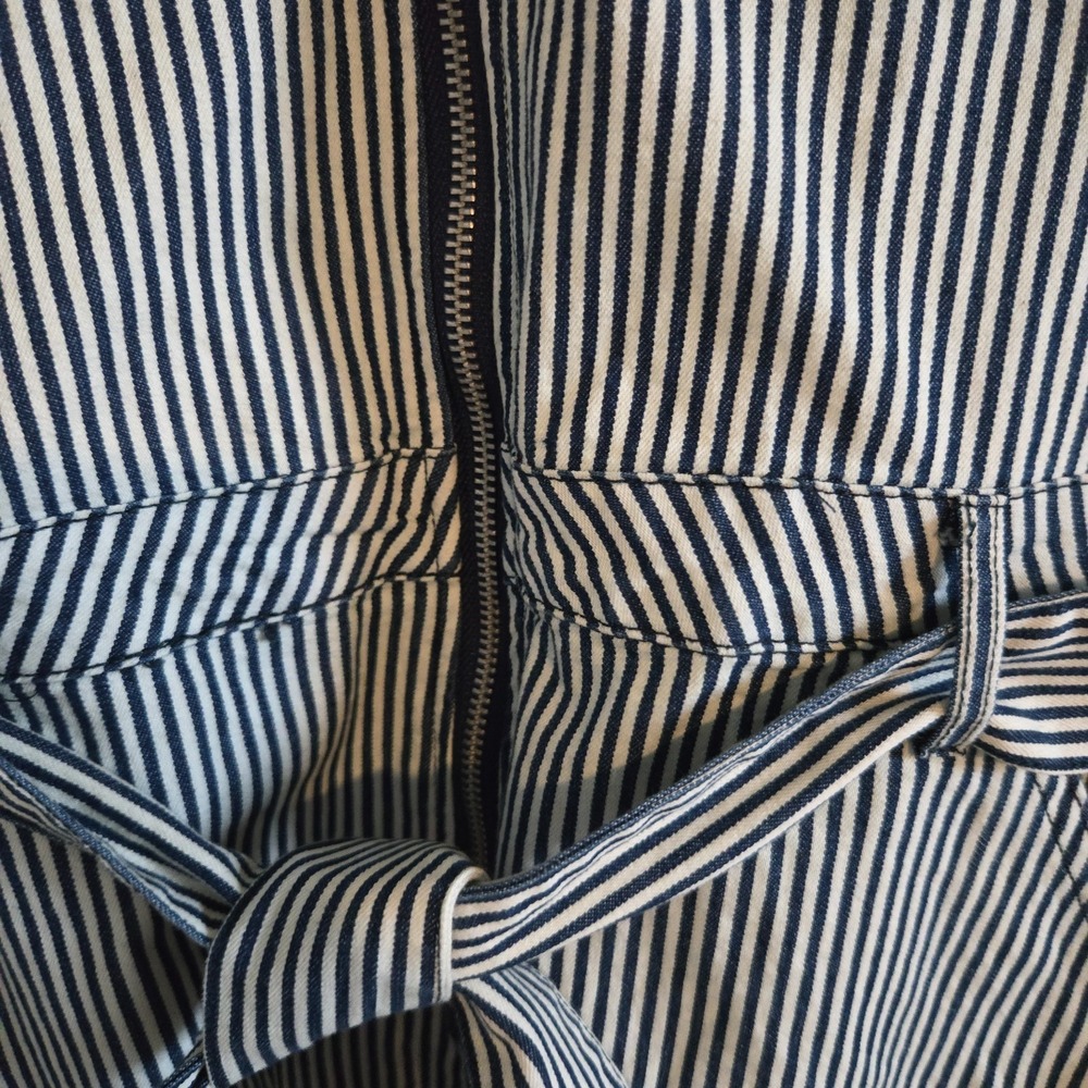 Justify Jumpsuit Shorts Womens Small Blue White Striped Belted Romper Zipper - Picture 4 of 12